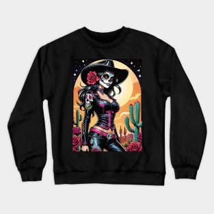 Vaquera - Dia De Los Muertos- Cowgirl Crewneck Sweatshirt